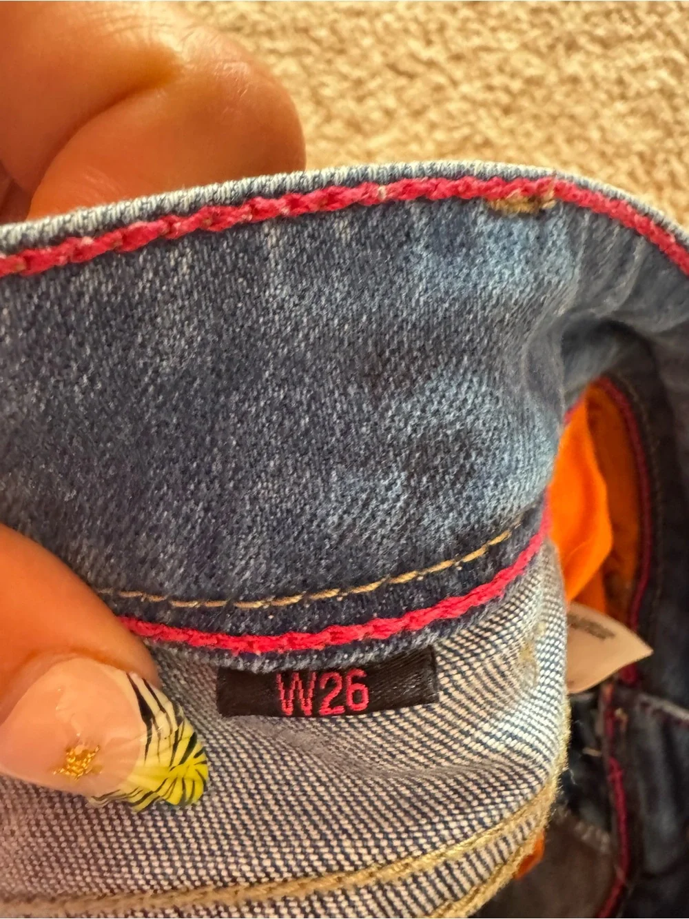 Superdry Women's Blue Distressed Denim Shorts with Orange Trim - Picture 5 of 9